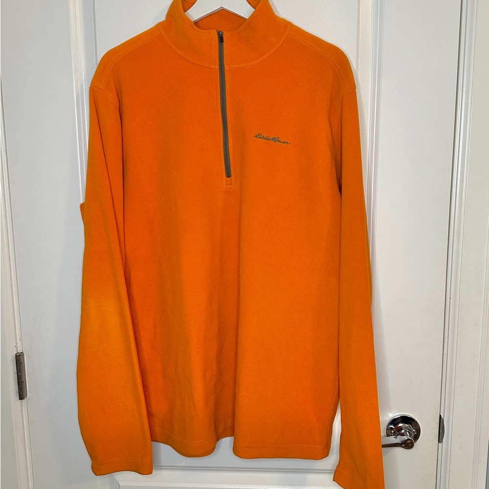 Eddie Bauer Men’s Orange Quarter Zip Fleece Sweater - Size Large Tall